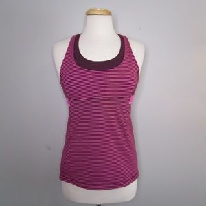 Lululemon Yoga Tank Top Pink Burgundy Striped Women's Size 6?